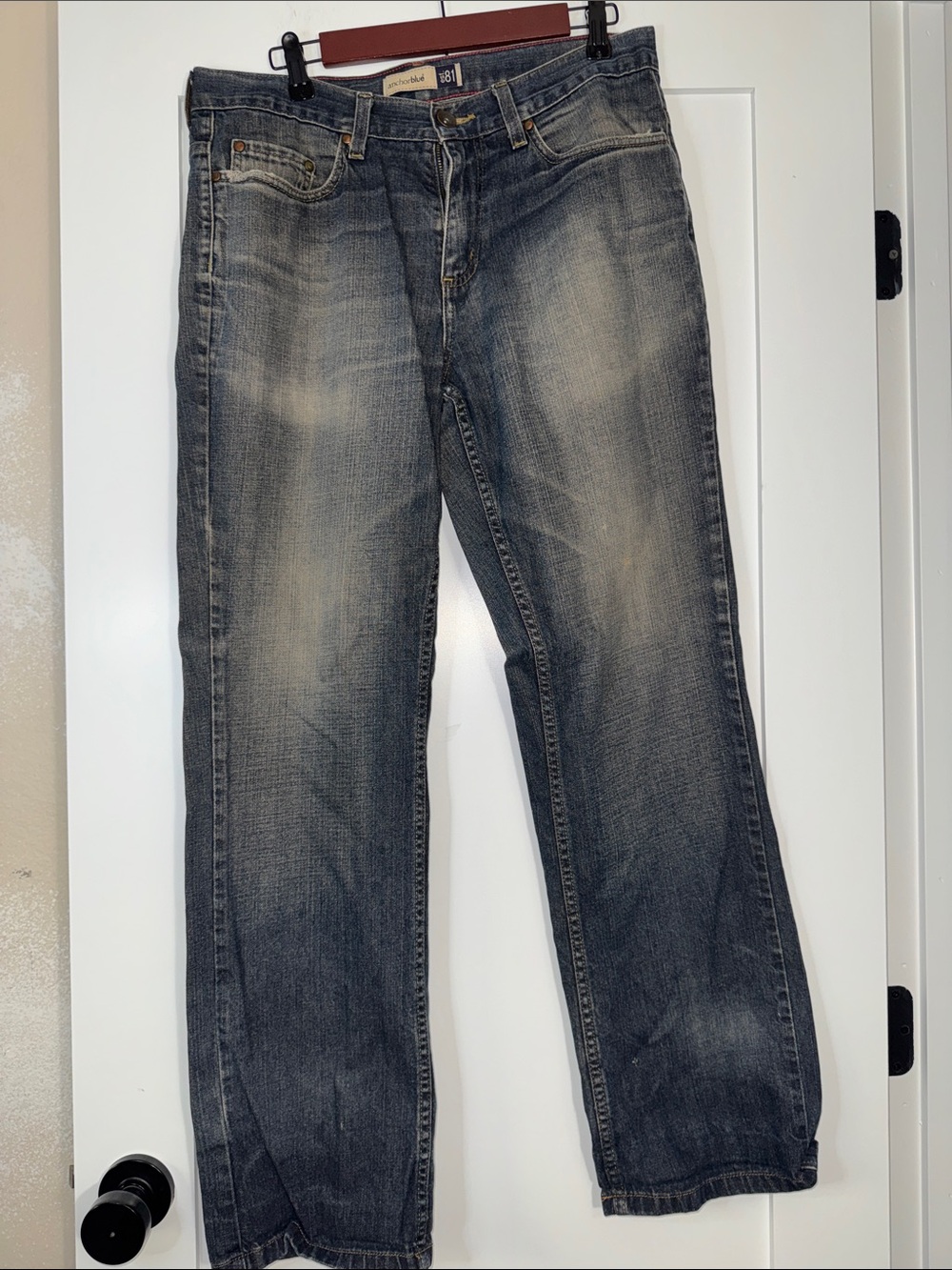 Vintage Y2K anchor blue Men's Straight-Leg Washed Denim Jeans Sz 32” baggy